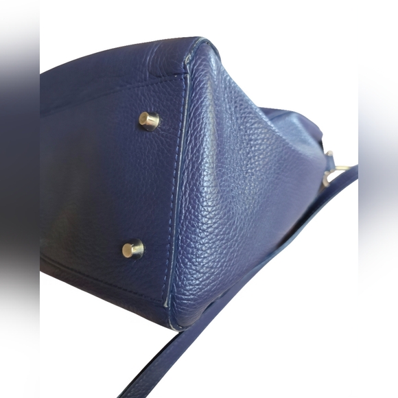 Furla Blue Leather And Suede Shoulder/Cossbody Bag With Dust Bag In EUC - Picture 7 of 16